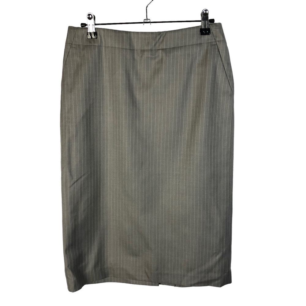Banana Republic Gray Pin Stripe Midi Pencil Skirt 0